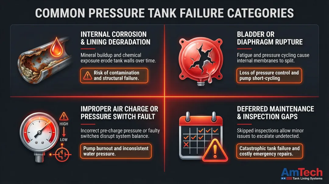Four primary industrial pressure tank failure categories causes and consequences