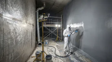 Interior tank lining application showing DuraChem coating bonded to prepared steel surface