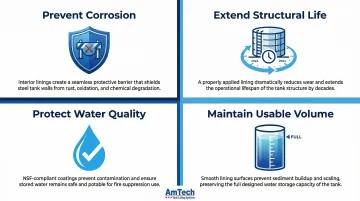 Four critical functions of interior tank linings for NFPA fire suppression compliance