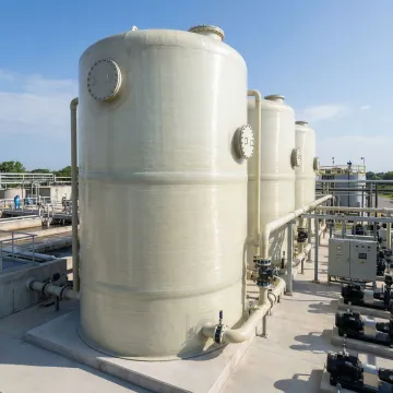 FRP fiberglass wastewater storage tank with protective lining system