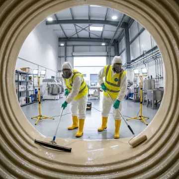 Commercial septic tank repair crew performing lining services in Rochester, NY