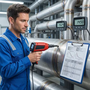 Pipeline integrity testing with ultrasonic equipment and detailed technical diagrams