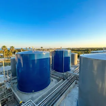 Industrial storage tanks with protective coating in Southwest Florida facility