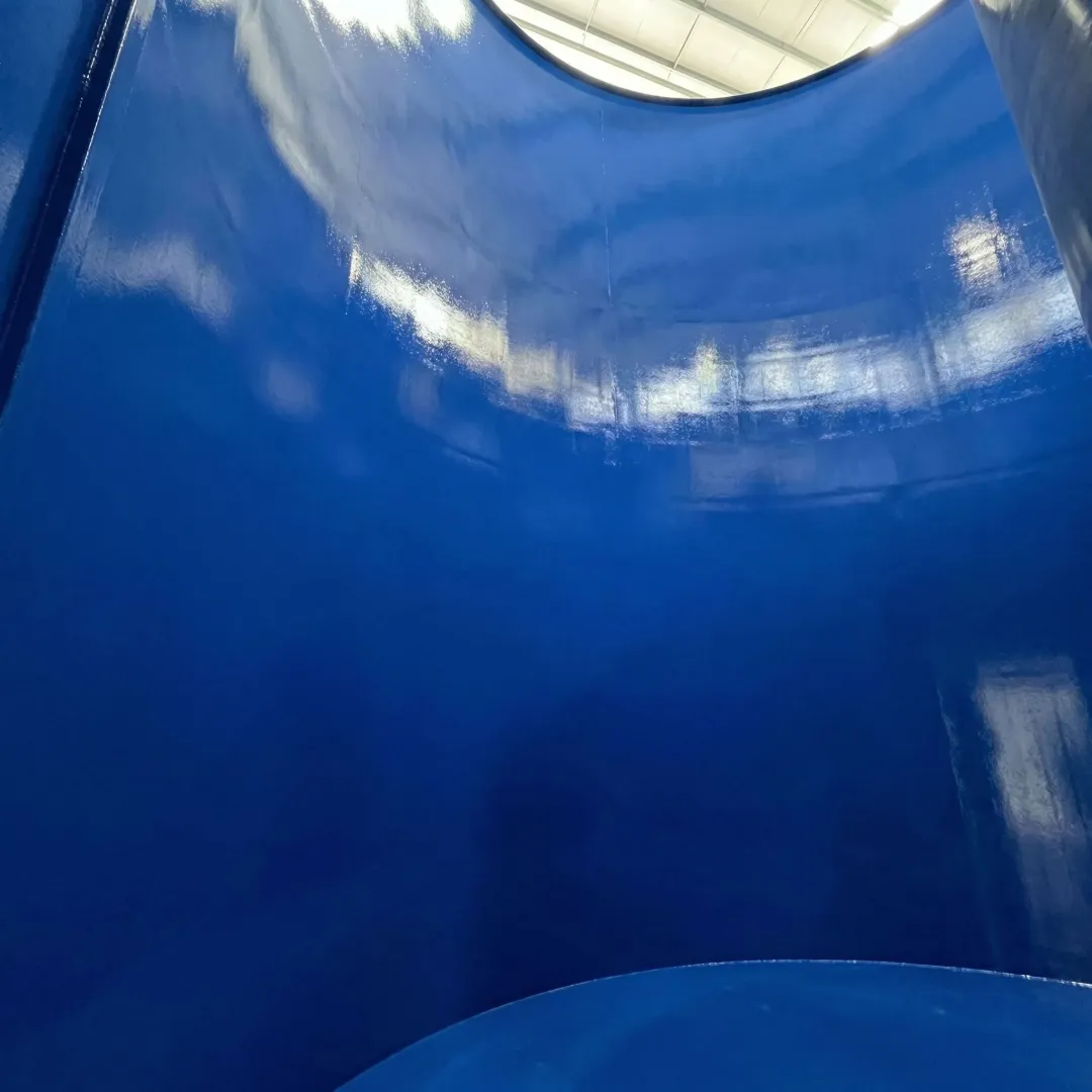 Industrial tank interior showing applied protective lining system