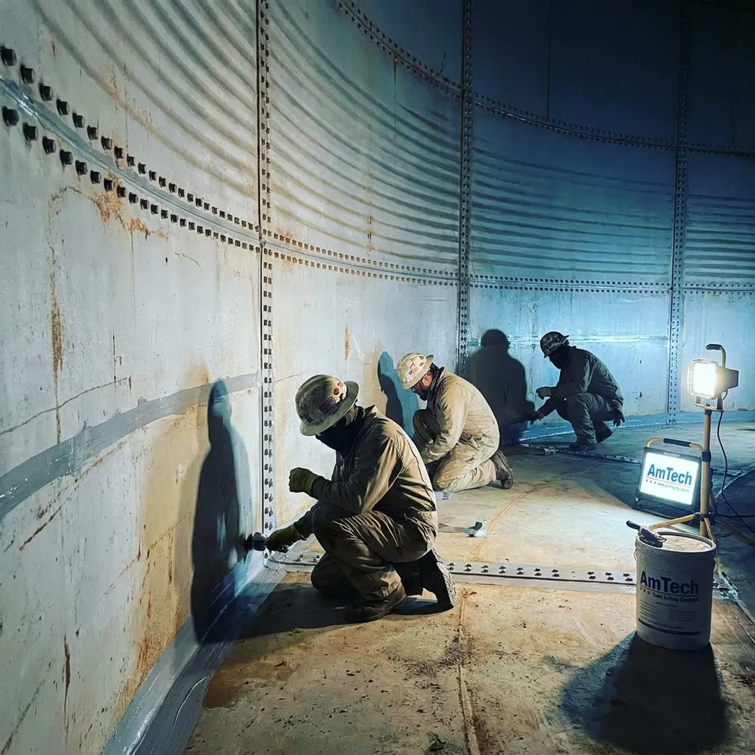 Bolted steel fire suppression tank lining — seam-sealing focused crossover page
