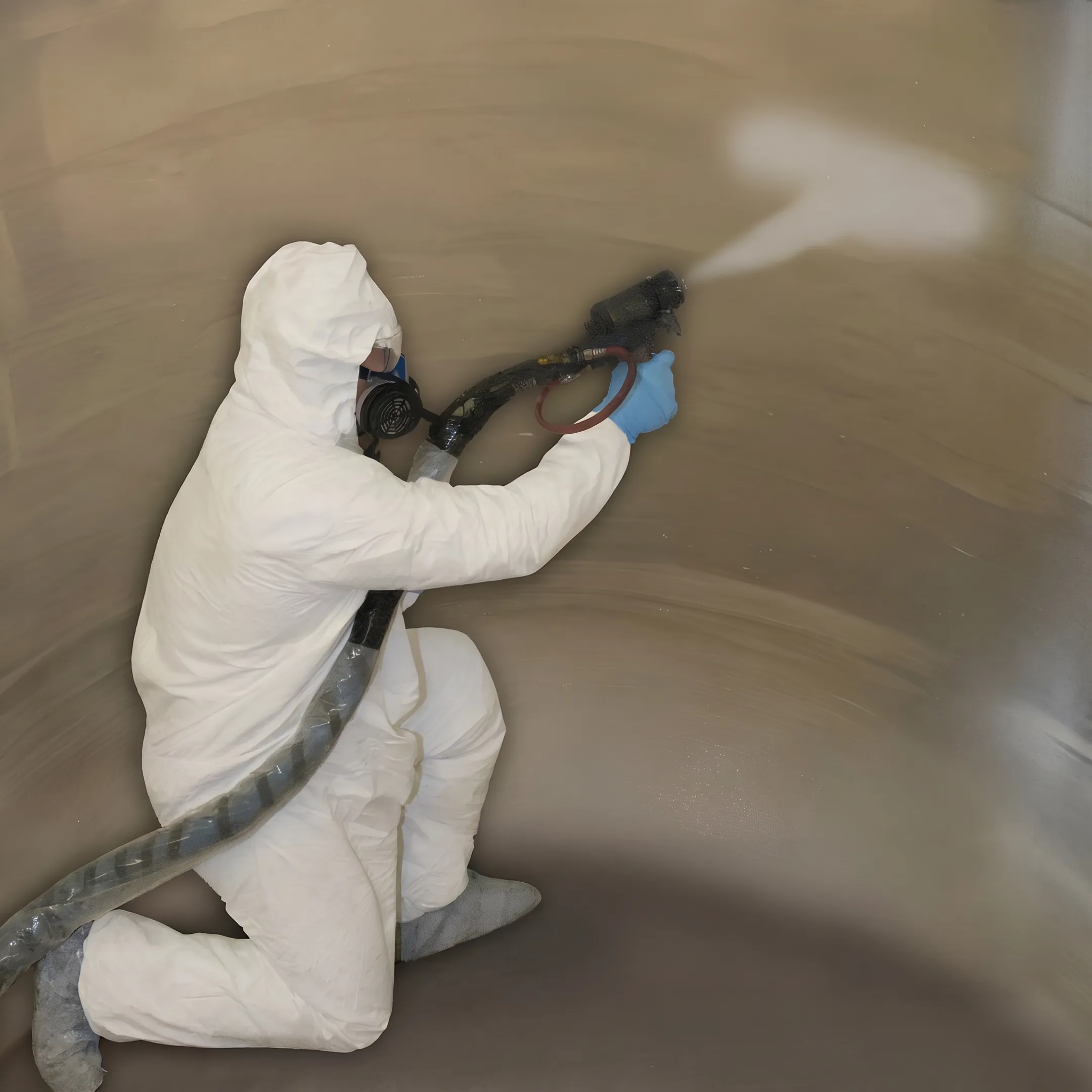 Protective lining applied to a steel storage tank interior