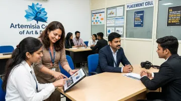 Artemisia College placement cell mentoring students on portfolio and interviews