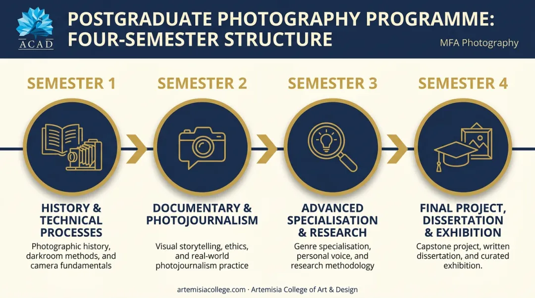 4-semester postgraduate photography degree curriculum progression timeline