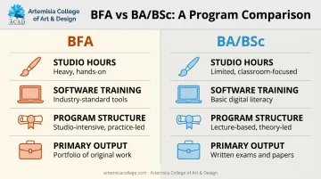 BFA versus BA BSc animation degree comparison across four key aspects