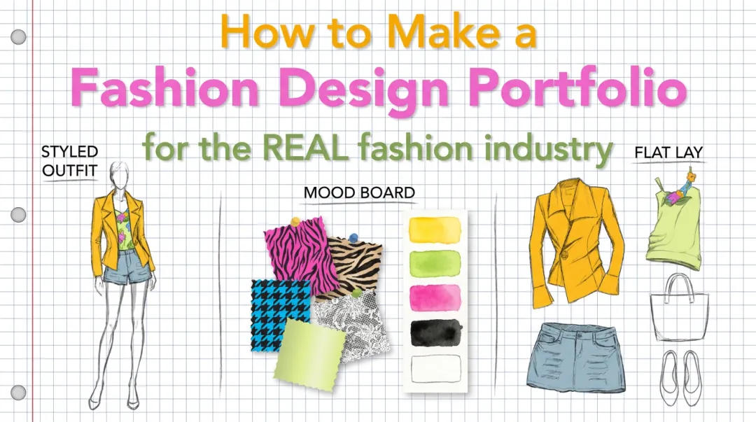 Handmade mood board and flat lay portfolio pieces for beginners