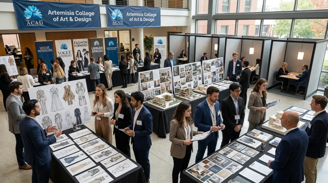 Artemisia College campus hiring event with fashion and interior design recruiters