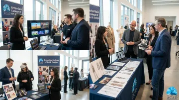 Artemisia College students presenting design portfolios to industry recruiters