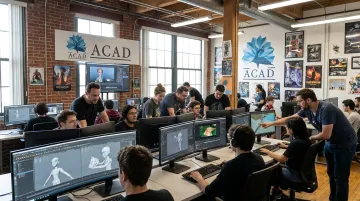 Artemisia College animation VFX students training in production studio