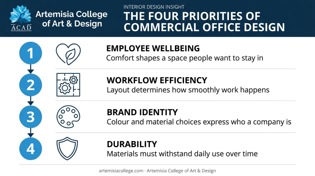 Four key priorities for commercial office interior design projects