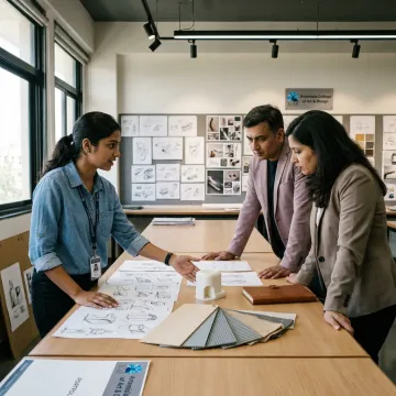 Student presenting a product design concept