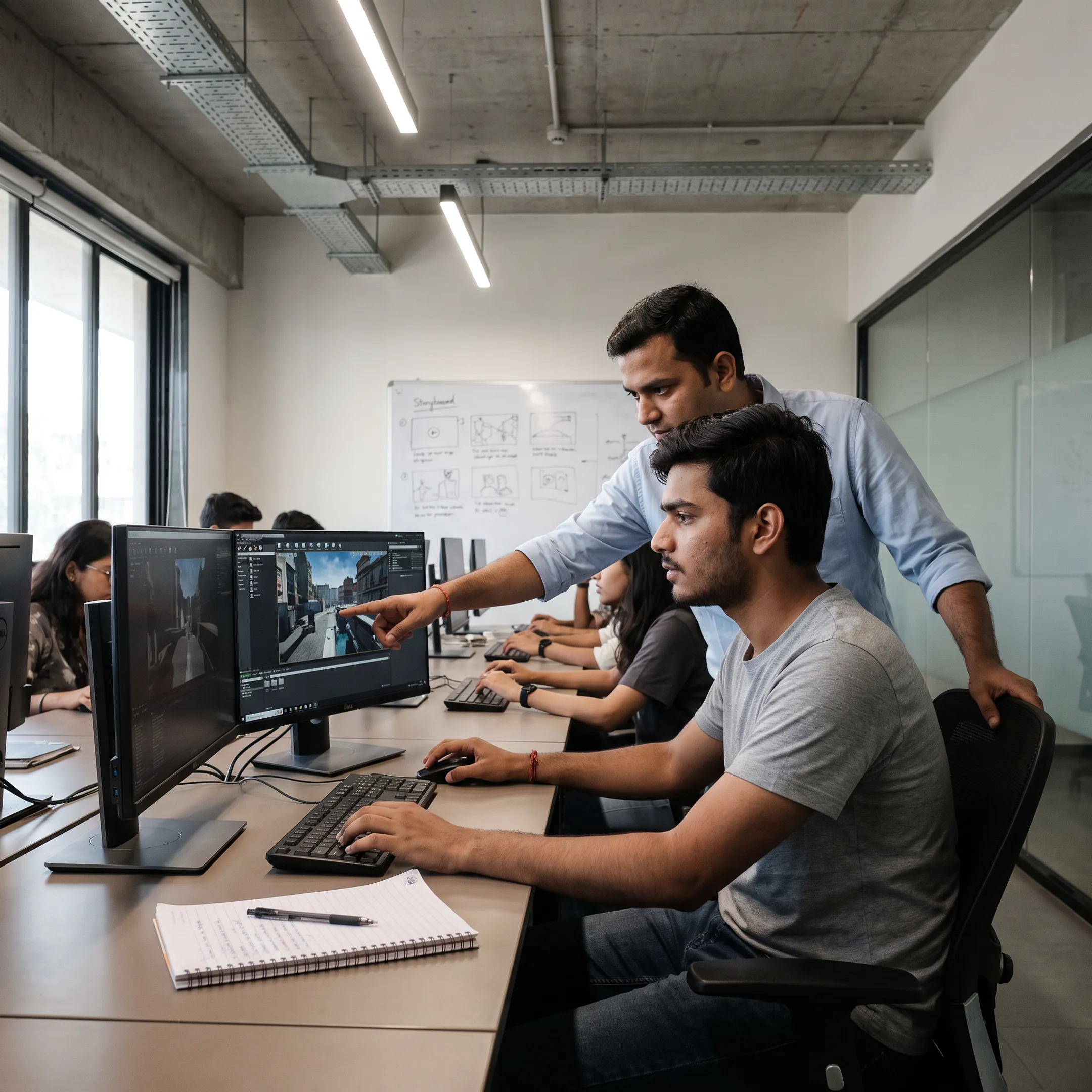 Online learner creating a real-time 3D scene in Unreal Engine