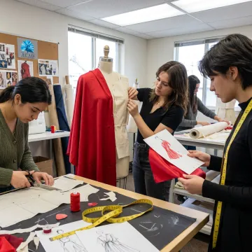 Students developing a fashion collection