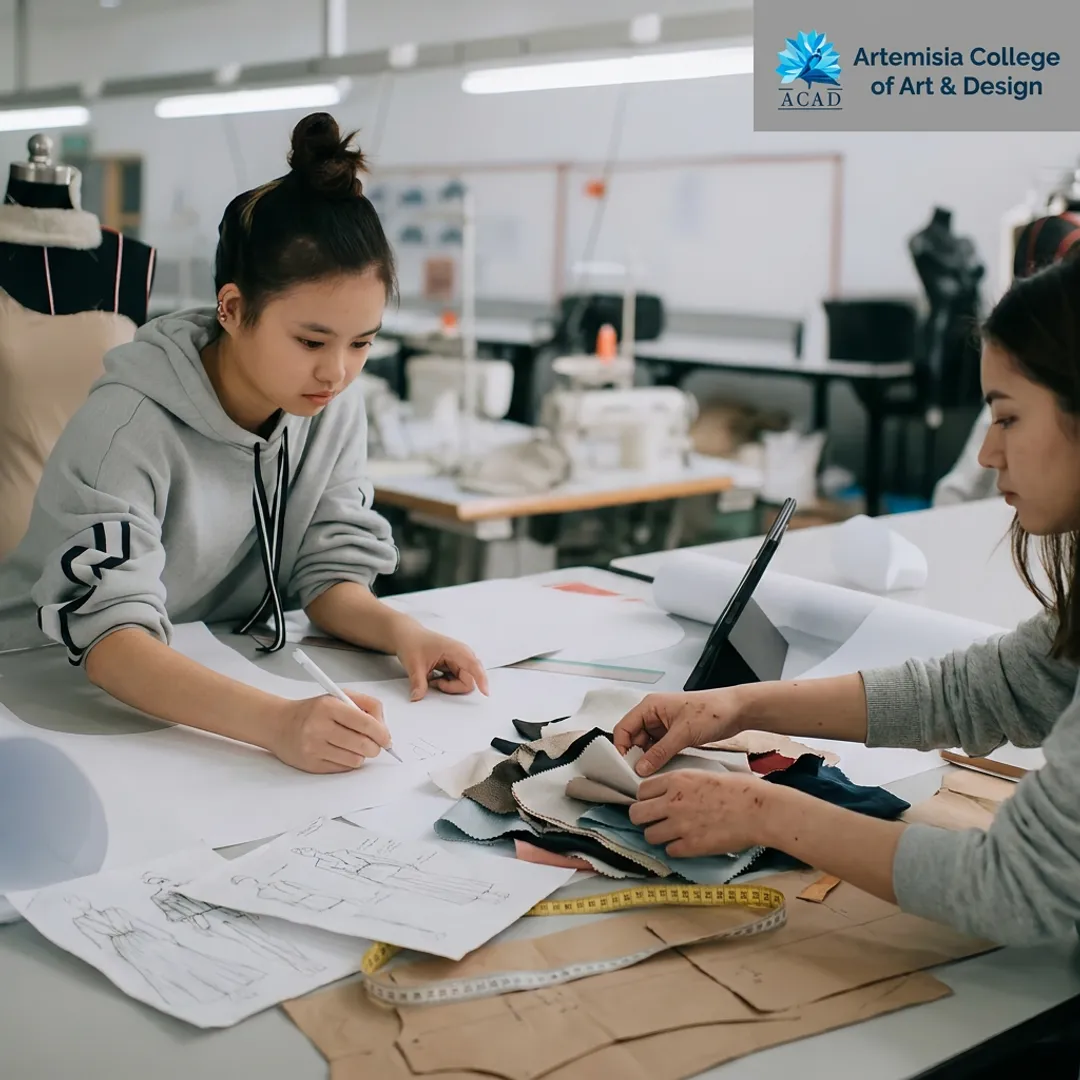 Fashion student developing a garment collection