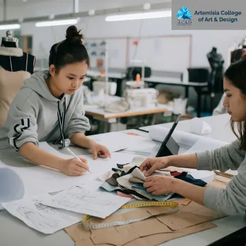 Fashion student developing a garment collection