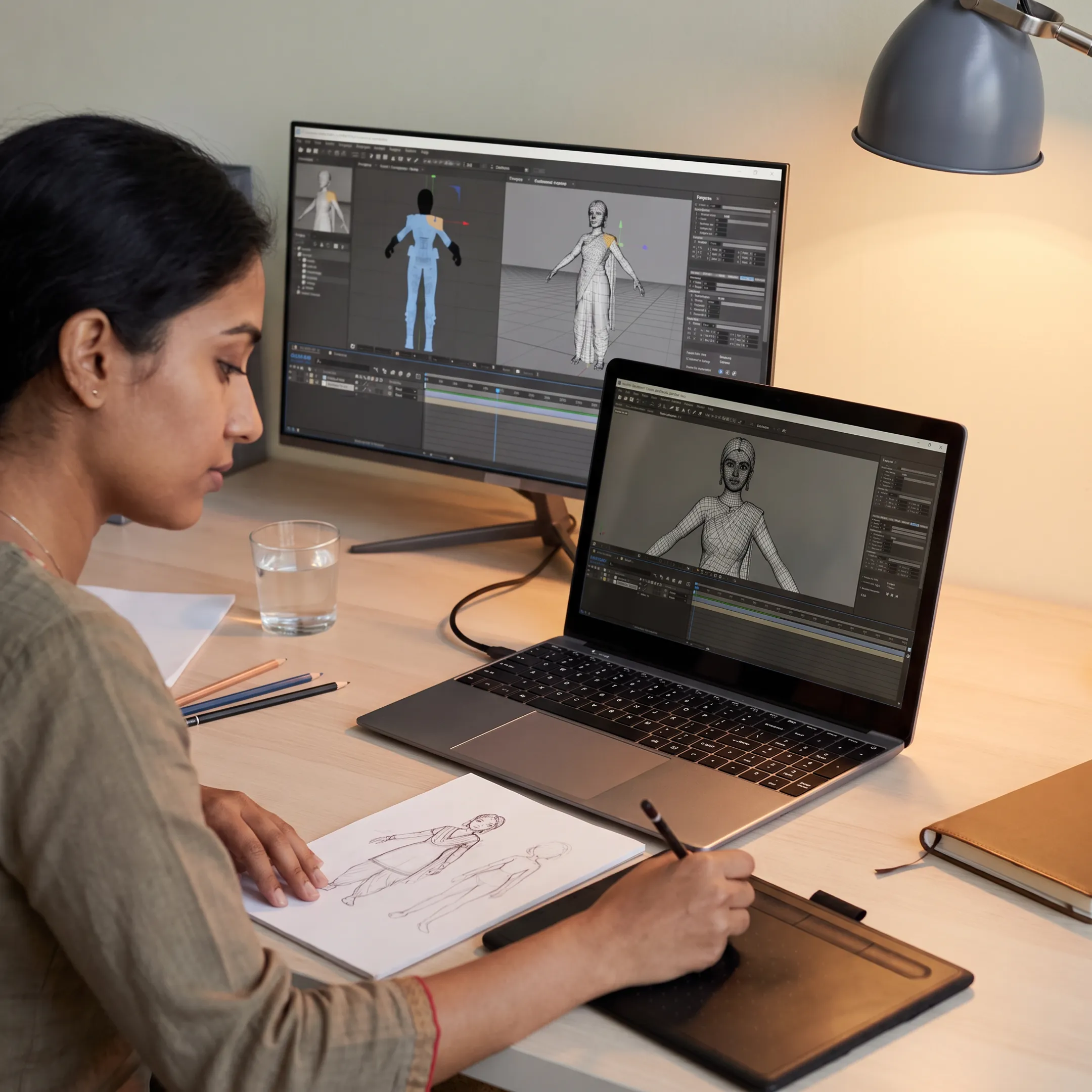Student creating animation and visual effects coursework