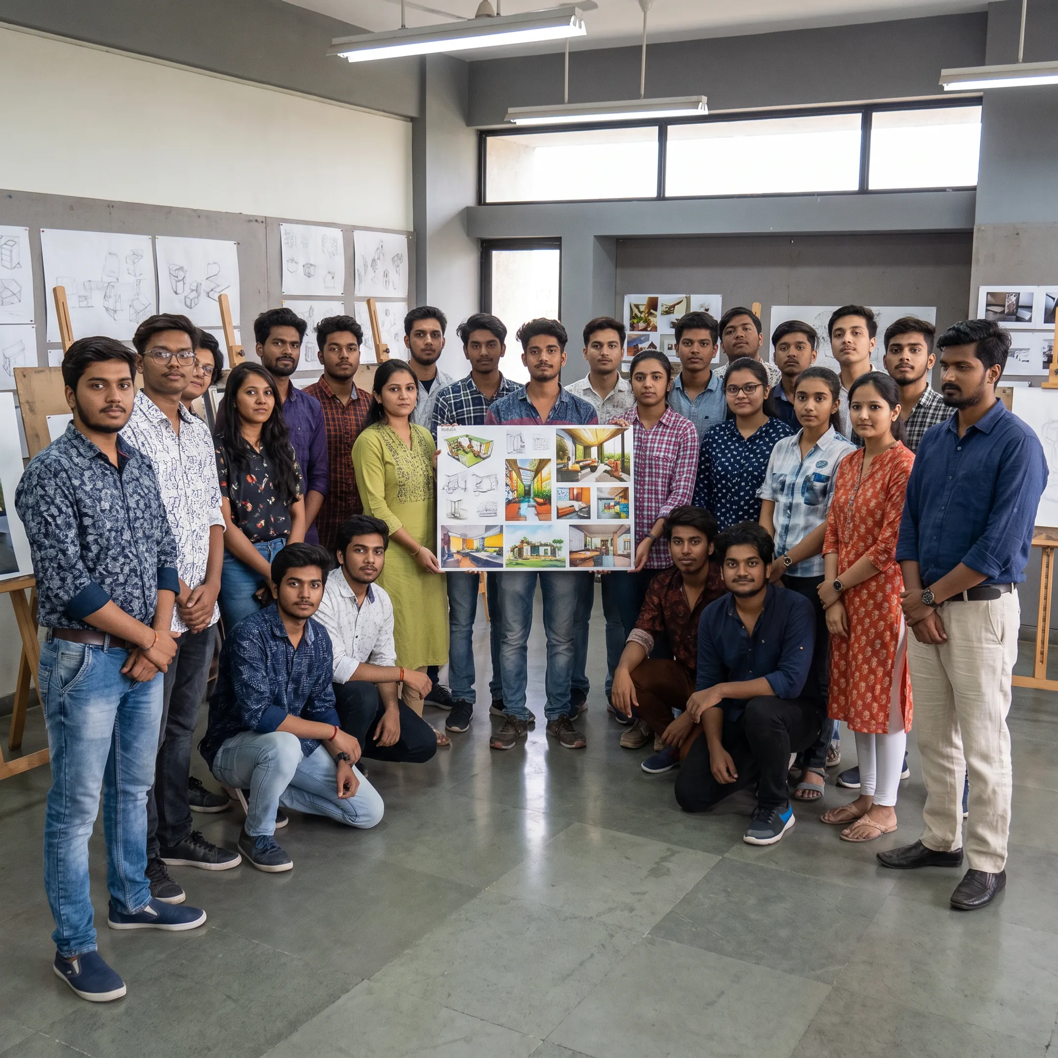 Design student presenting a project during studio learning
