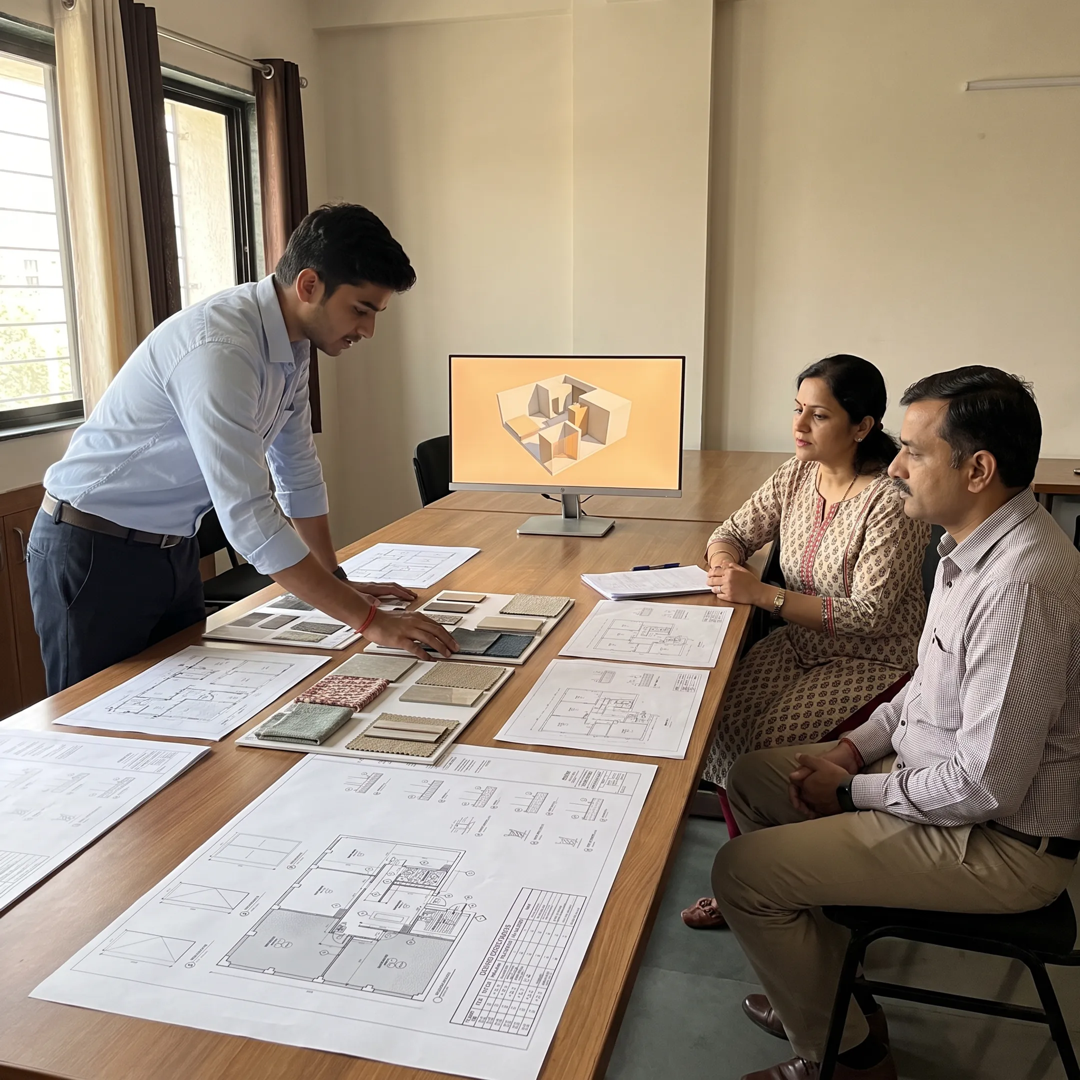 Interior design student presenting a residential design project
