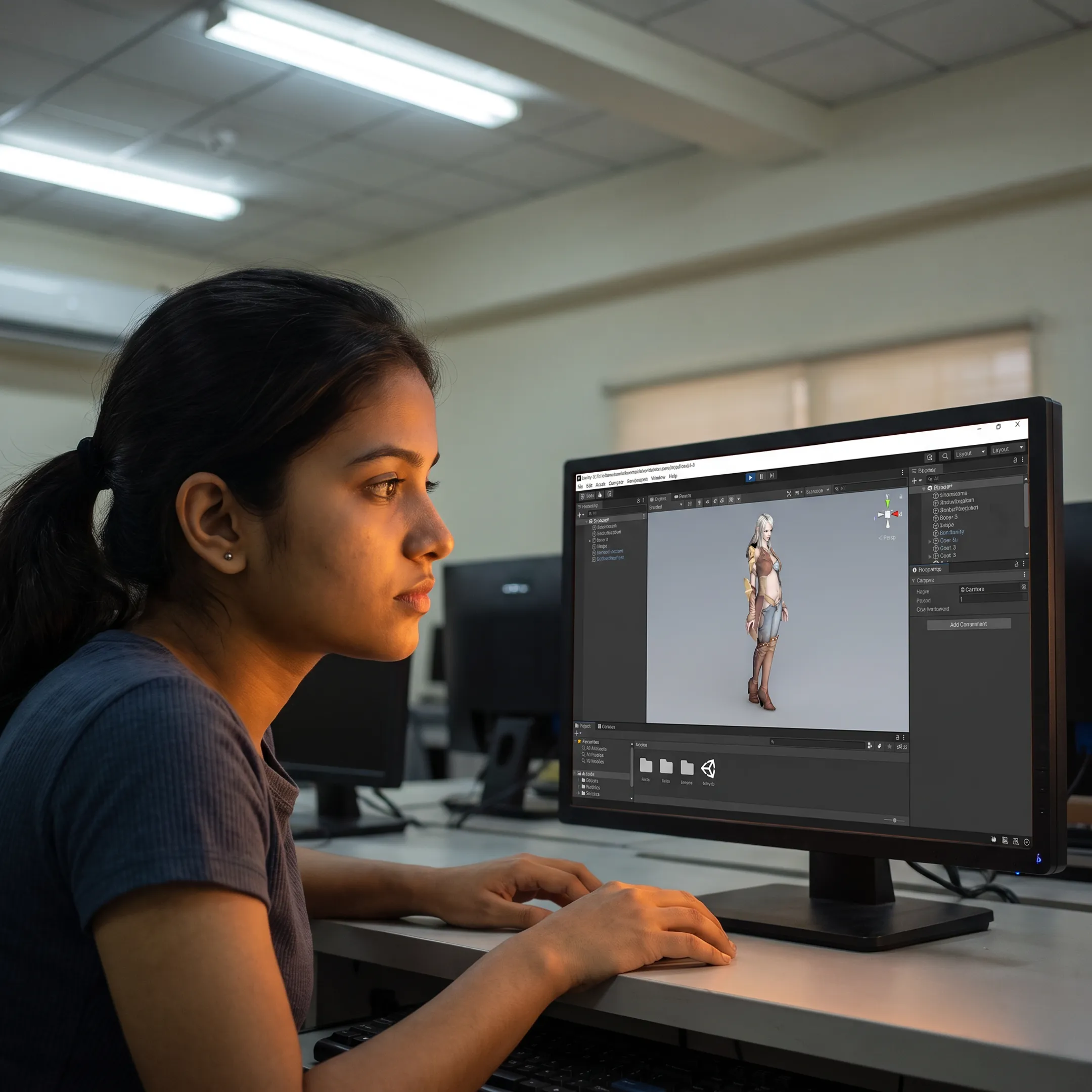 Game design student working on a playable project