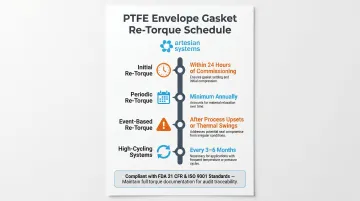 PTFE envelope gasket re-torquing maintenance schedule timeline with event-based intervals