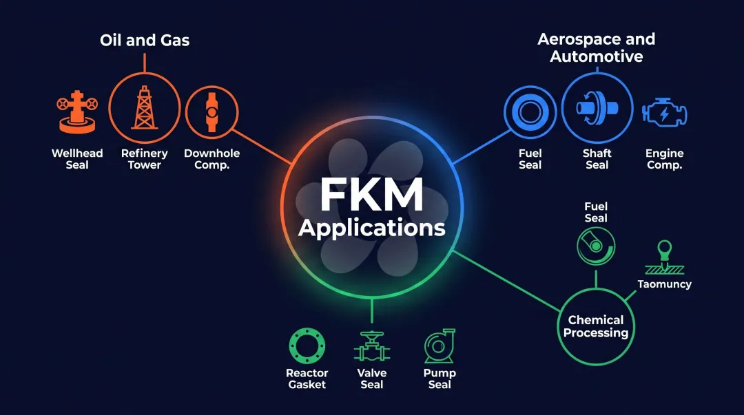 FKM industrial applications across oil gas aerospace automotive and chemical processing sectors