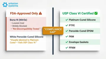 FDA-only versus USP Class VI sanitary gasket materials comparison side-by-side chart