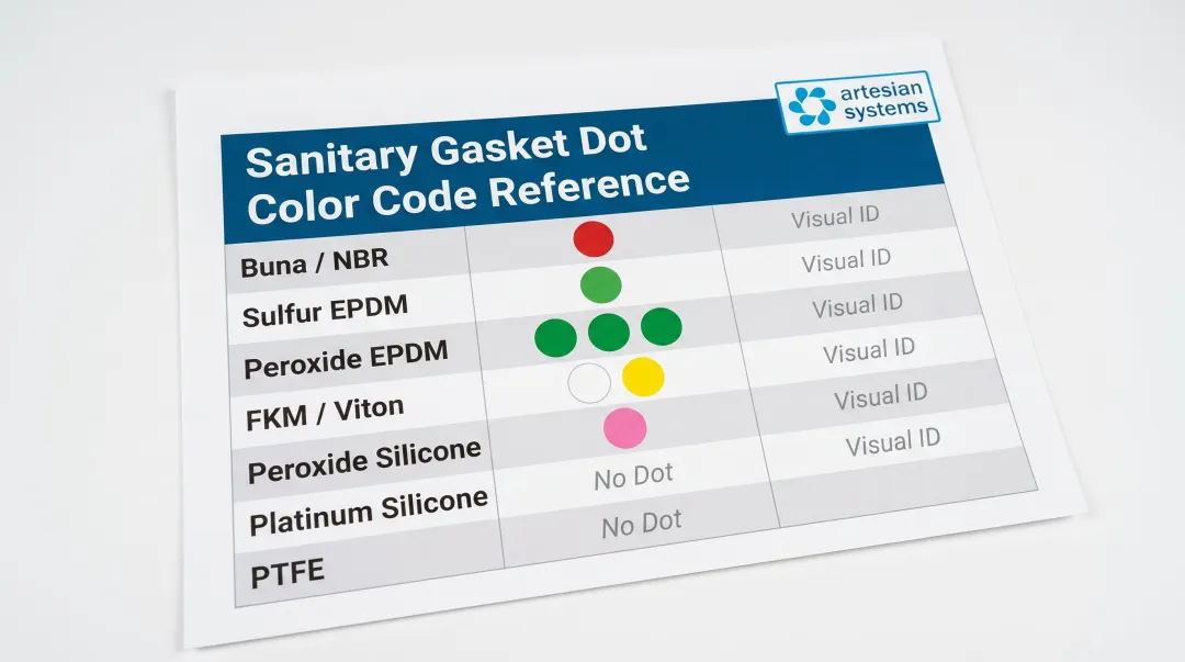 Complete sanitary gasket dot color code reference chart all materials