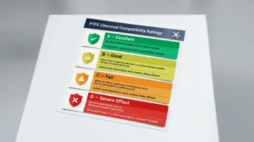 PTFE chemical compatibility A-B-C-D rating scale comparison chart with examples