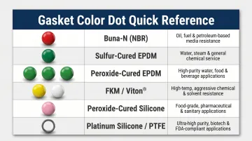 Sanitary gasket color dot identification system chart all six material codes