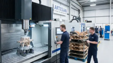 Artesian Systems CNC machining center fabricating precision specialty alloy component