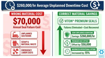 Gasket failure total cost of ownership comparison EPDM versus Viton industrial downtime costs