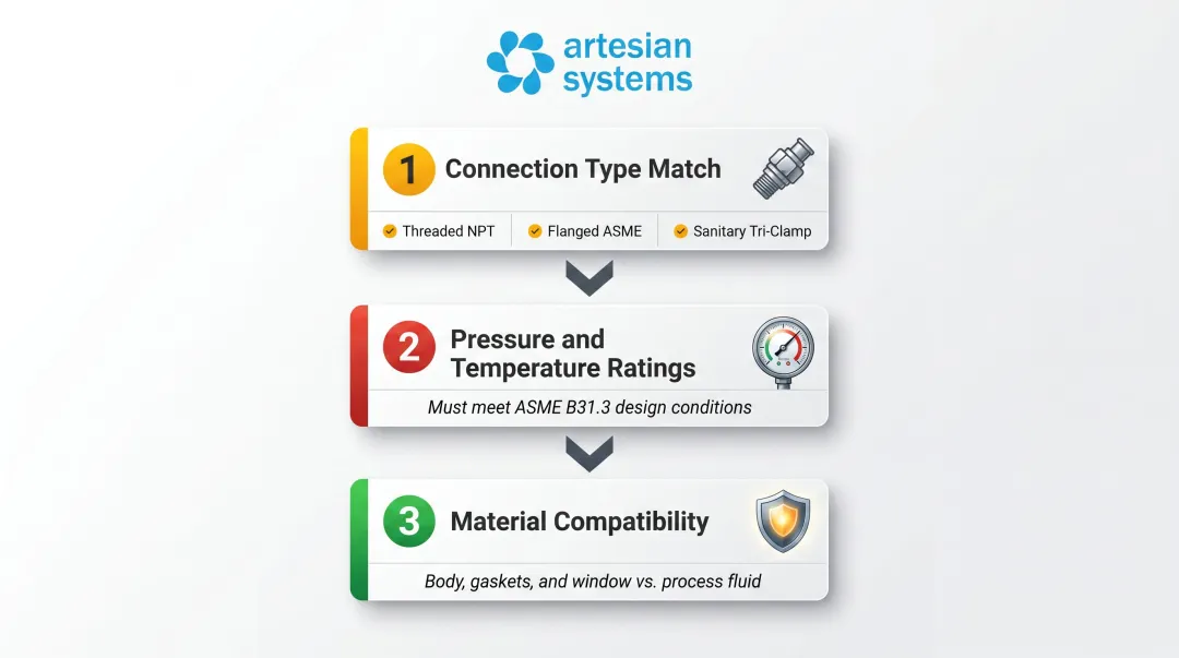 Three critical sight glass compatibility dimensions checklist before installation
