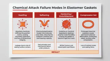 Four chemical attack elastomer failure modes swelling softening hardening compression set comparison