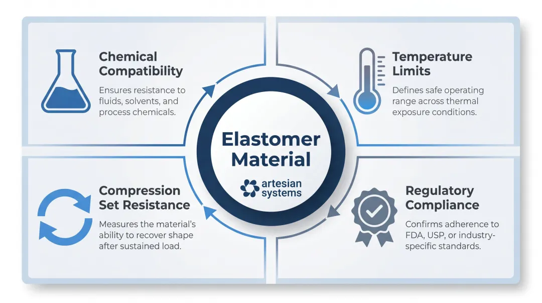 Four interdependent elastomer gasket properties governing tri-clamp seal performance
