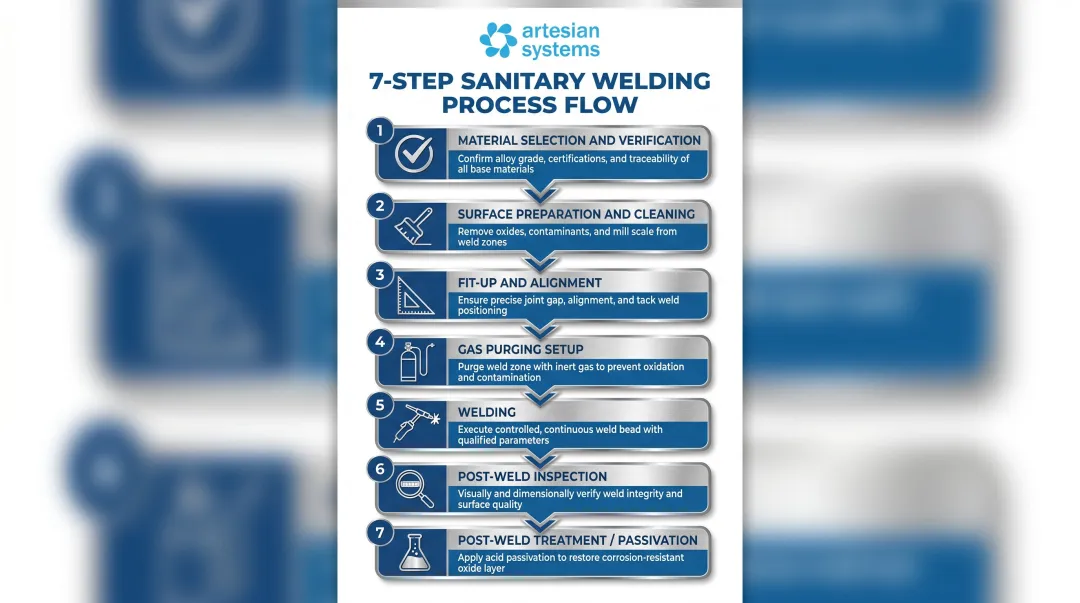 7-step sanitary welding process flow from material selection to passivation