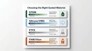 FDA-compliant gasket material comparison chart temperature range and chemical compatibility