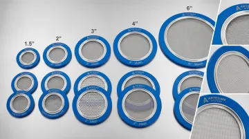 Artesian Systems FKM tri-clamp gaskets with stainless steel screens in multiple sizes