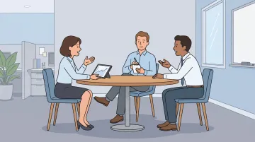 Sales team conducting structured role-play practice scenario in modern office setting