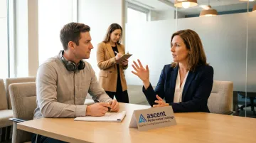 Customer service trainer coaching agent through emotional intelligence role-play scenario