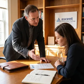 Leadership coach reviewing goals with an executive