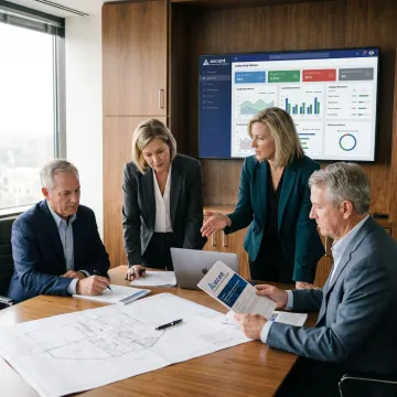 Energy executives in a leadership strategy session
