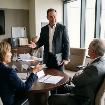 Executives practicing negotiation scenarios