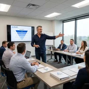 Sales coach facilitating a team training workshop
