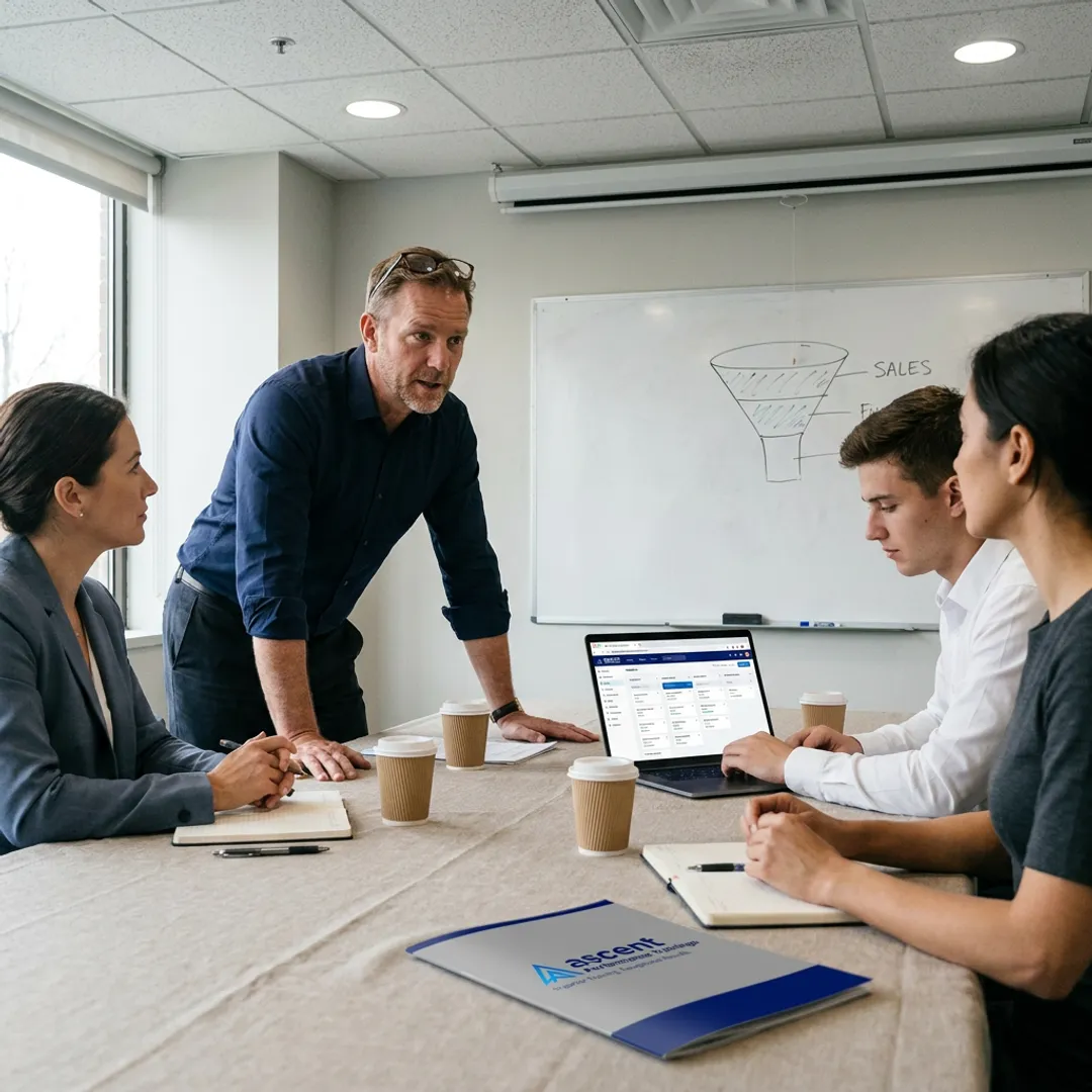 SaaS sales coaching session with team pipeline review