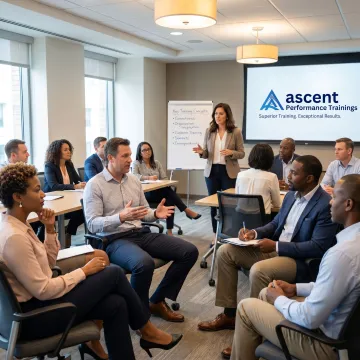 Customer service training workshop with engaged professionals