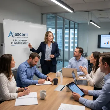Corporate trainer leading an interactive team workshop